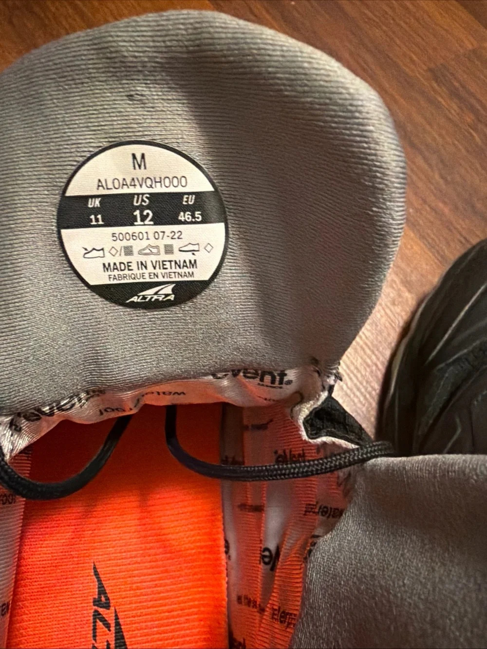 Altra Black and Gray Men's Trail Boot with Orange Accents
